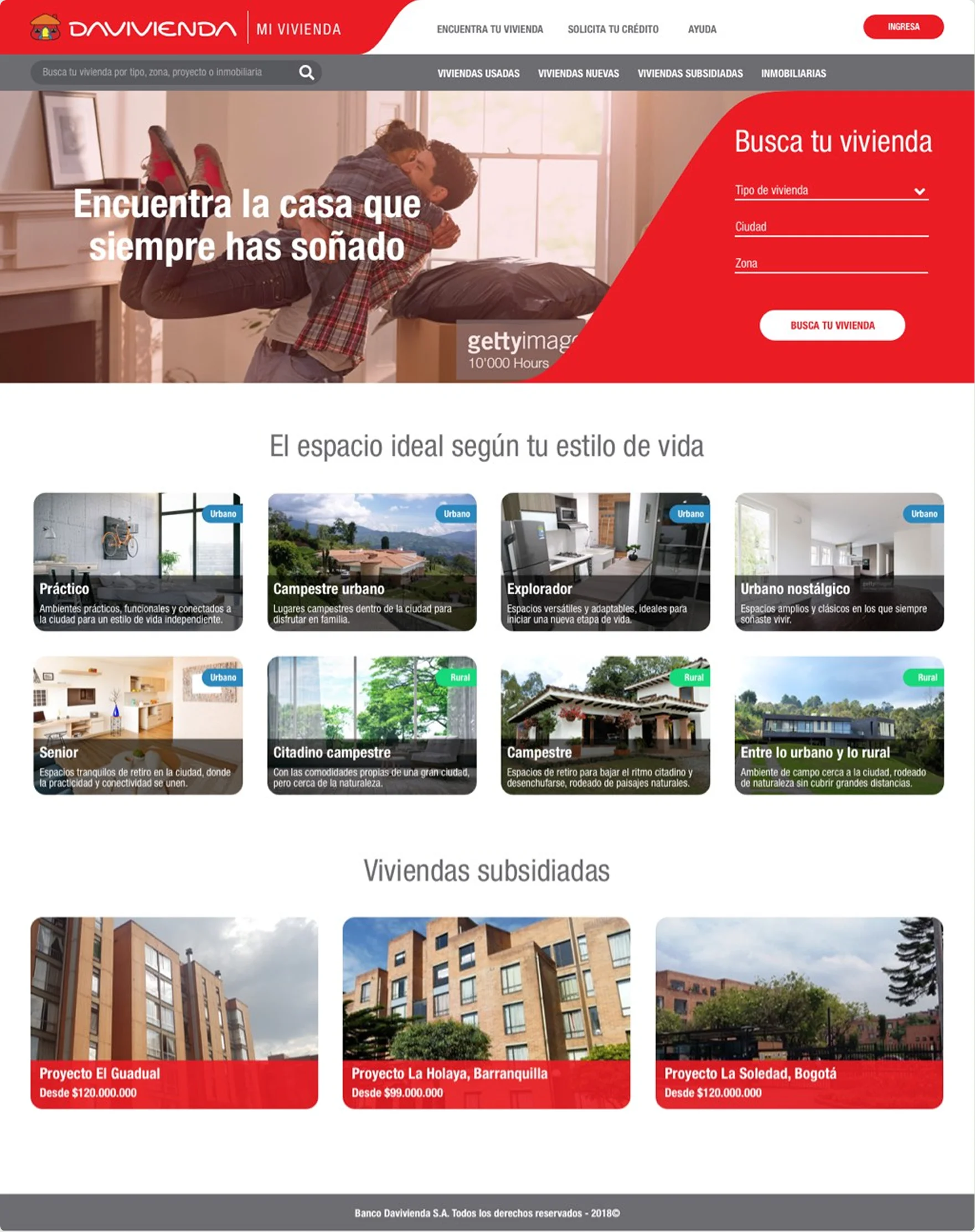 Davivienda MyHouse website: home page