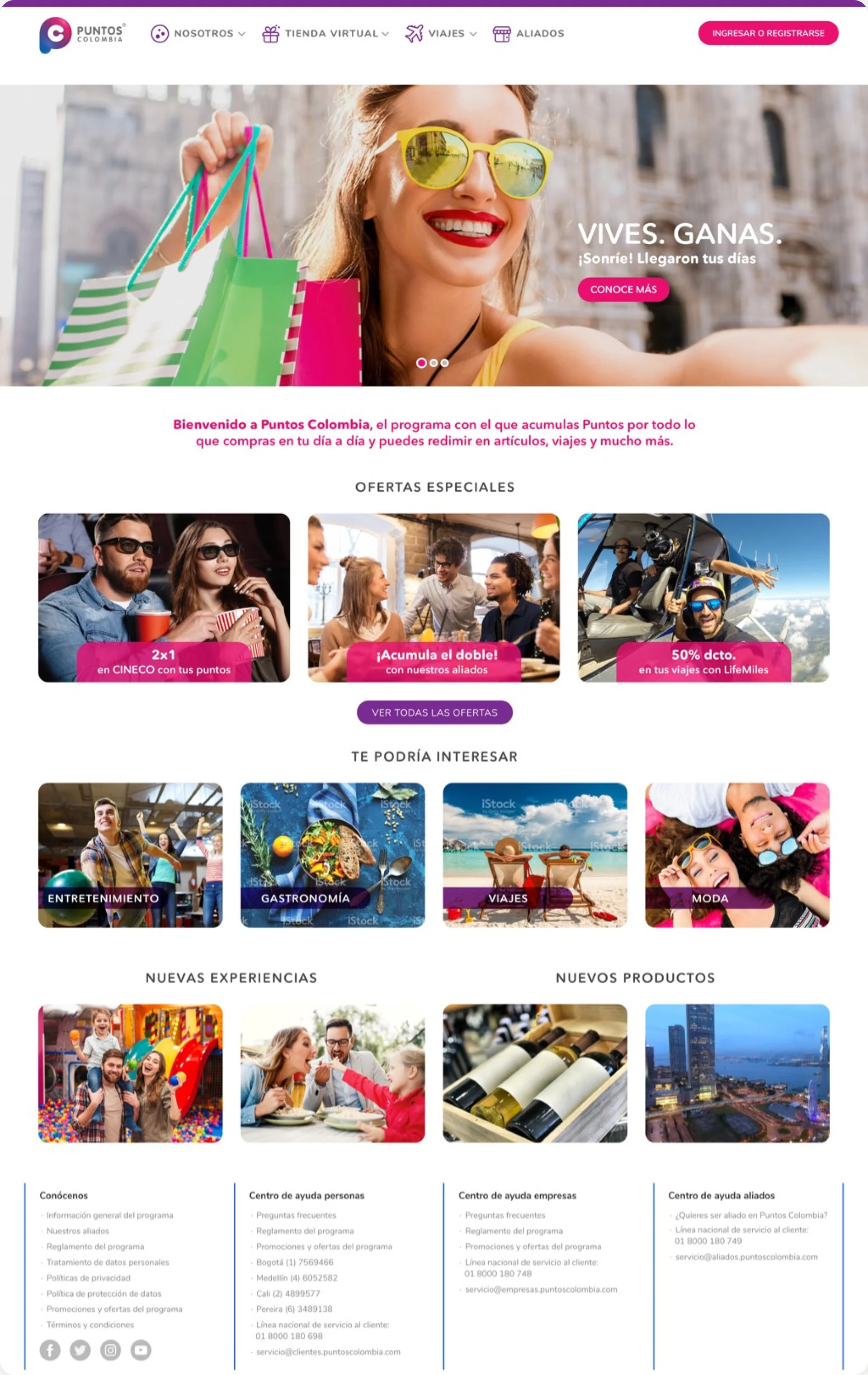 Puntos Colombia website: home page