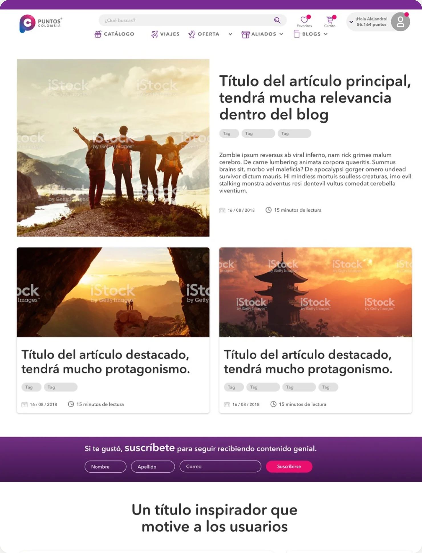 Puntos Colombia website page
