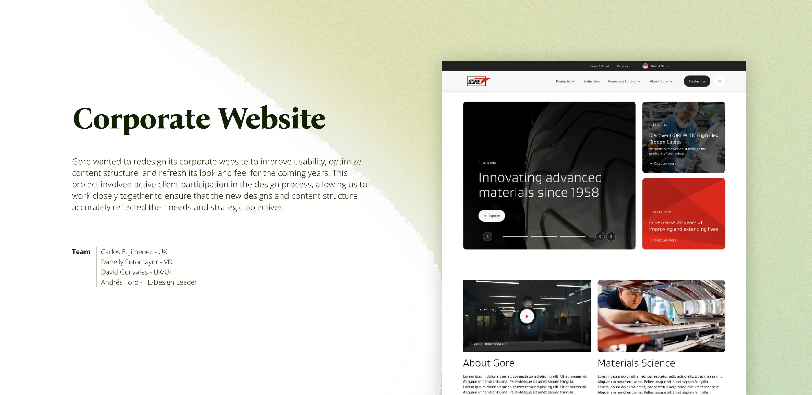 Gore Design System + Corporate & Medical Websites — design, screen 1 of 1